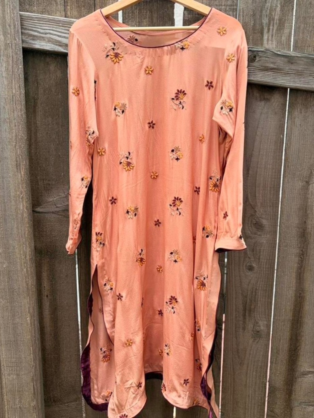 Vintage embroidered silk floral dress